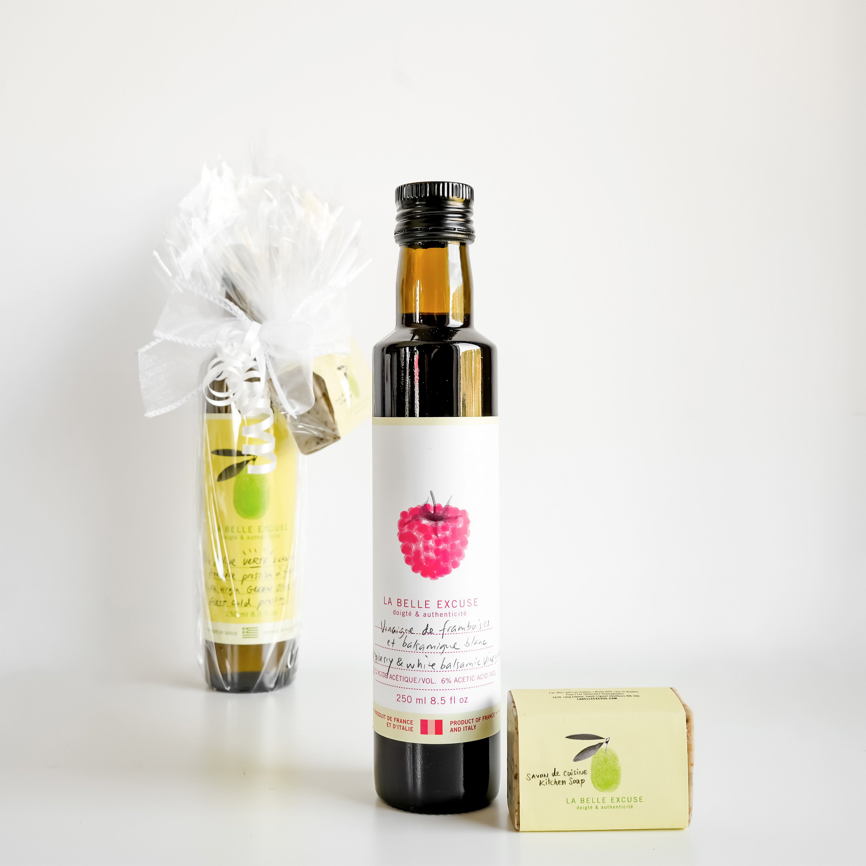Vinaigre de framboise + balsamique blanc & savon