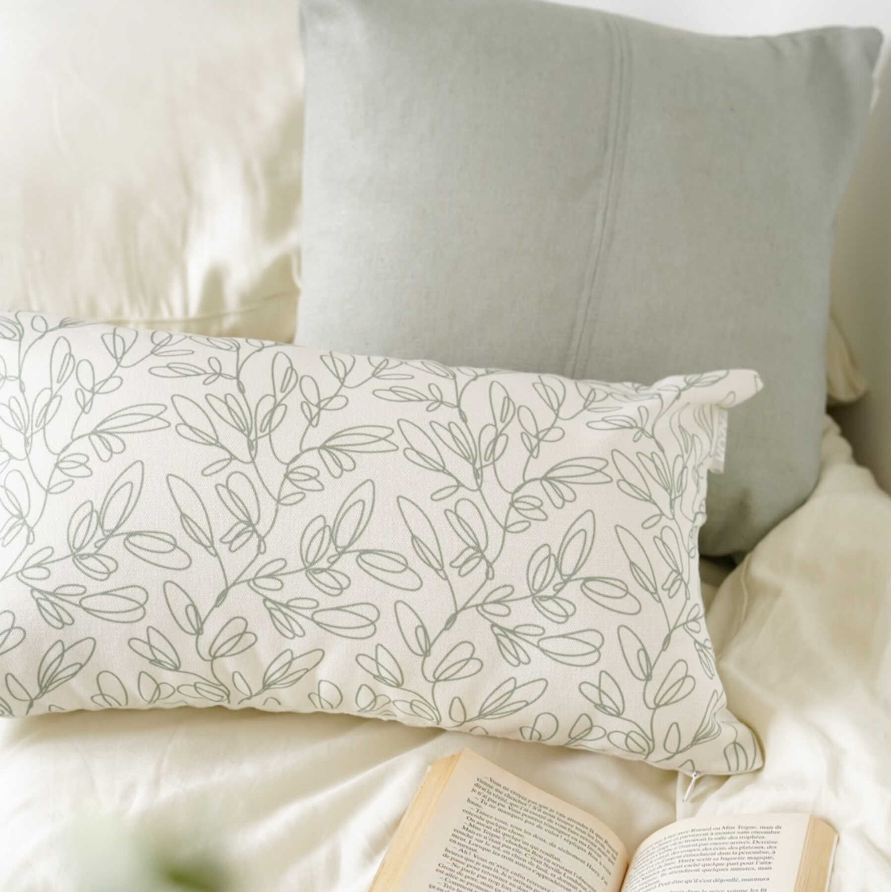Coussin uni - Vert sauge
