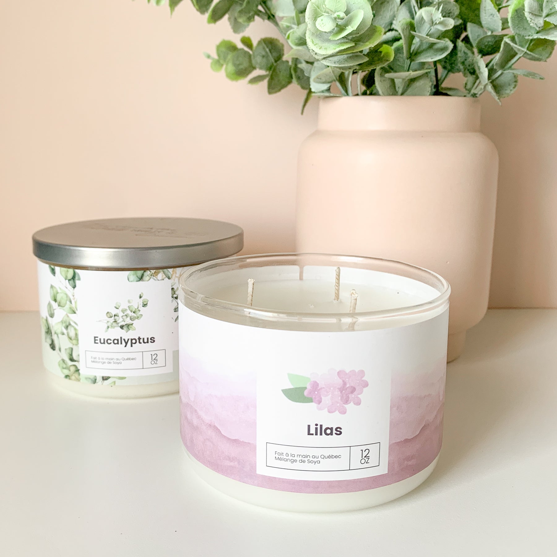 Chandelle 3 mèches - Lilas