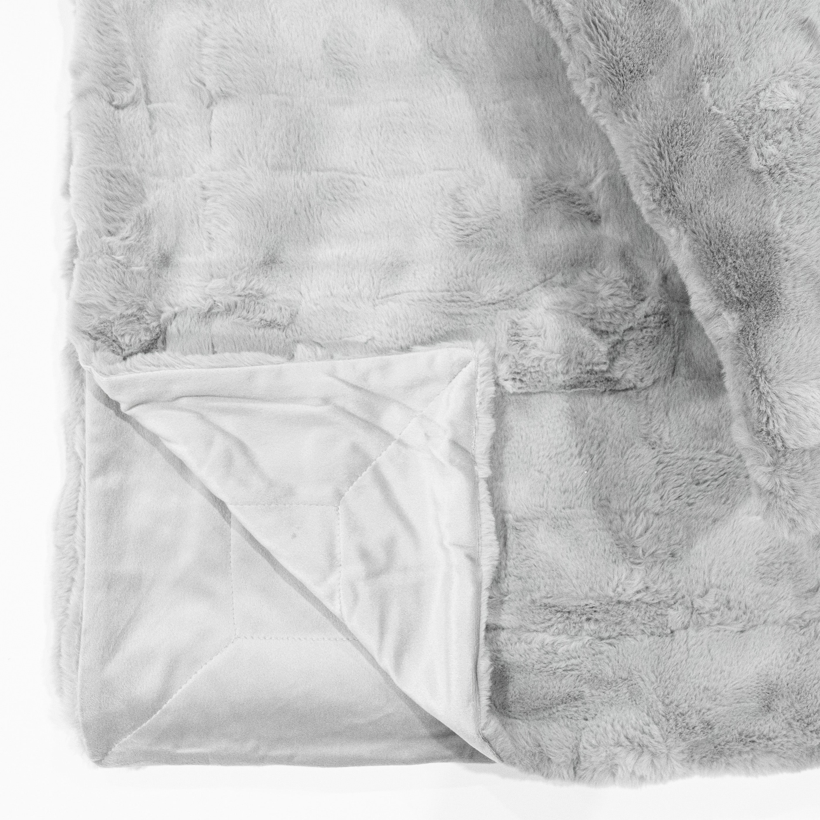 Jeté fausse fourrure poils courts - Gris