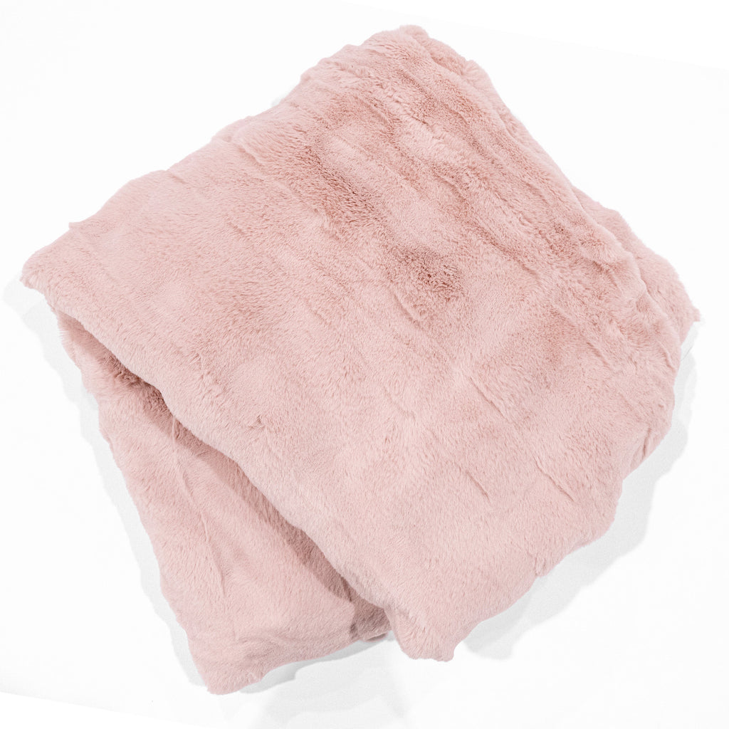 Jeté fausse fourrure poils courts - Rose