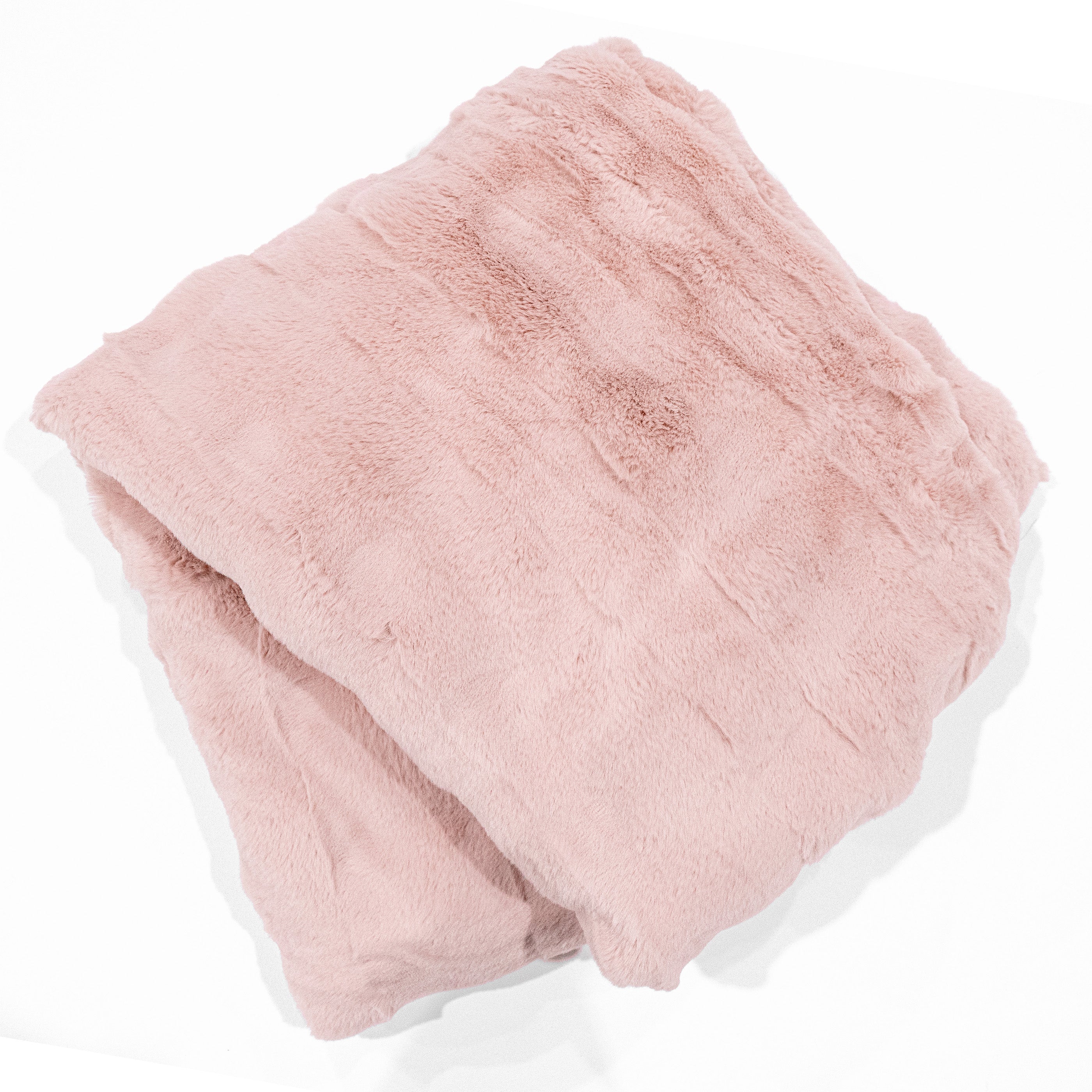 Jeté fausse fourrure poils courts - Rose