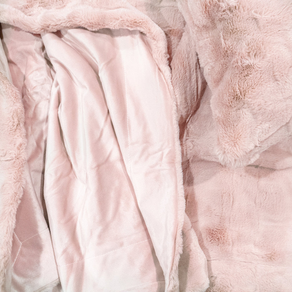 Jeté fausse fourrure poils courts - Rose