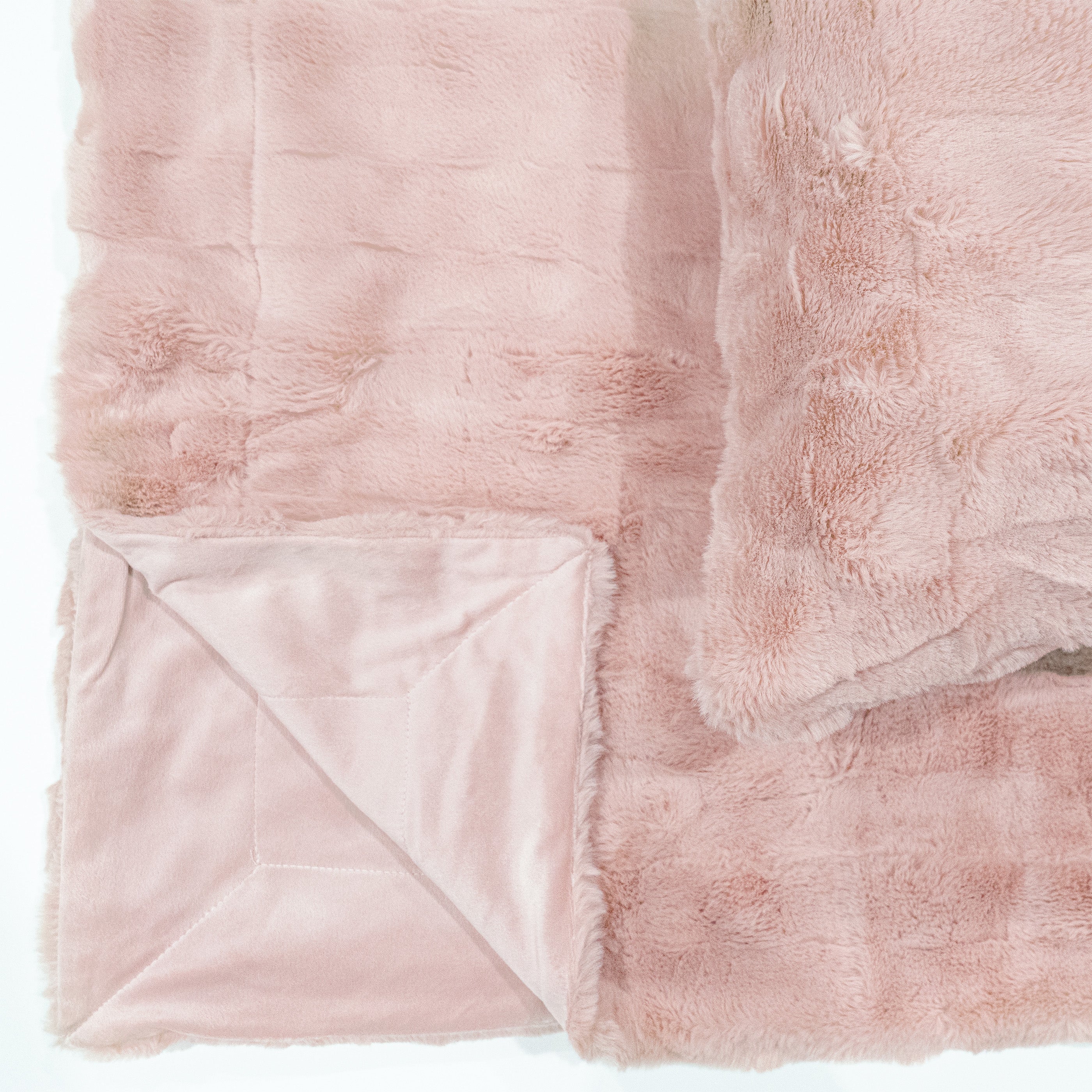 Jeté fausse fourrure poils courts - Rose