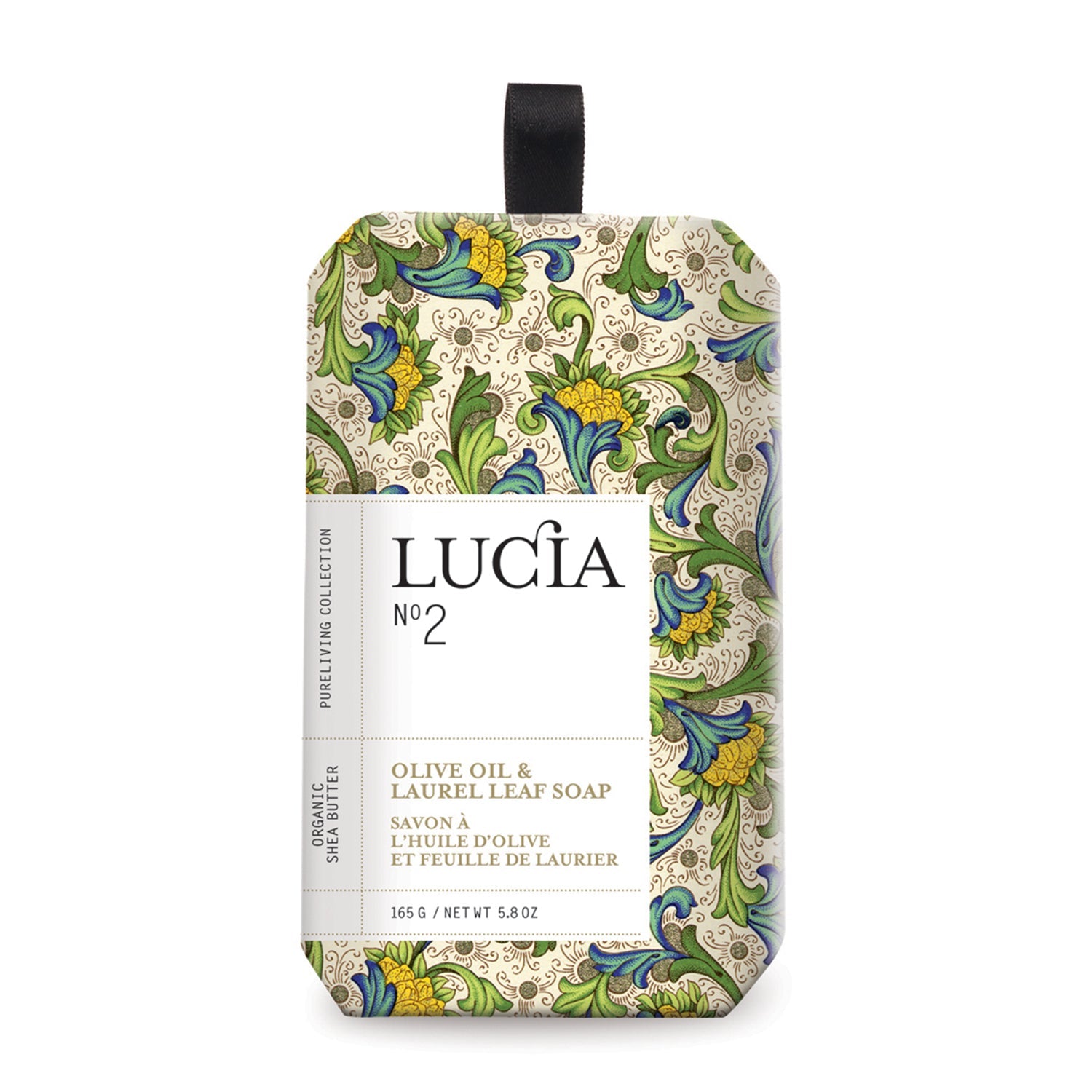 Bouteille de savon pour le corp en carton de verte avec motif de fleurs.